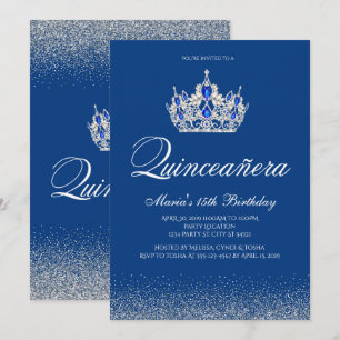 Invitaciones de Quinceanera Azul Real
