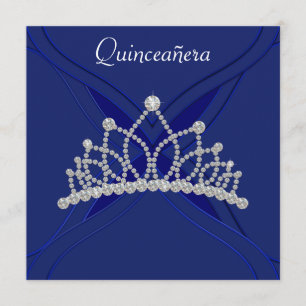 Invitaciones de Quinceañera Azul Real y Blanco