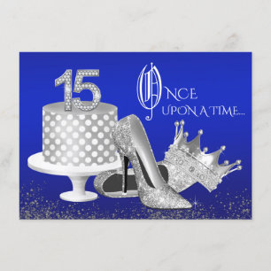 Invitaciones de Quinceañera Azul Real y Plata