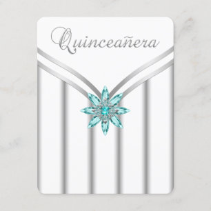 Invitaciones de Quinceañera Azul Turquesa Plateada
