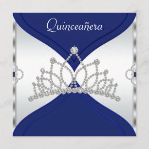 Invitaciones de Quinceañera Blancas y Azul Real
