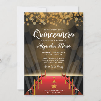 Invitaciones de Quinceañera con Alfombra Roja de H