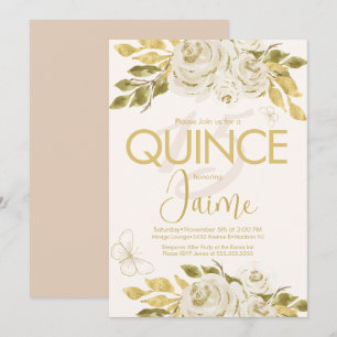 Invitaciones de quinceañera con flores de rosa mar