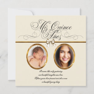 Invitaciones de Quinceañera con Foto de Marfil Bei