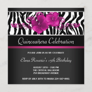 Invitaciones de Quinceañera con rayas de color ros