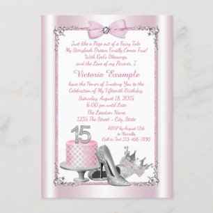 Invitaciones de Quinceañera Cumpleaños 15 Rosa Pla