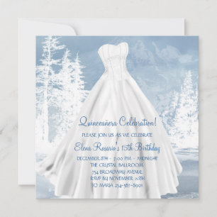 Invitaciones de Quinceañera de Copos de Nieve Azul