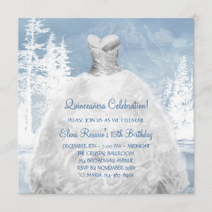 Invitaciones de Quinceañera de Copos de Nieve Azul