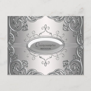 Invitaciones de Quinceañera de Plata y Negro