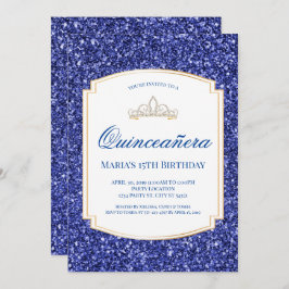 Invitaciones de Quinceañera del purpurina del azul