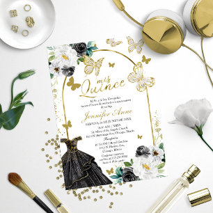 Invitaciones de Quinceañera Mariposa Negra Español