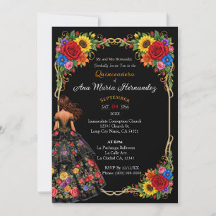 Invitaciones de Quinceañera Mexicana Flores Colori
