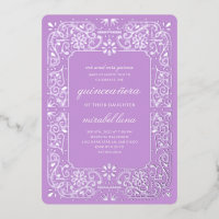 Invitaciones de Quinceañera Moradas con Holograma