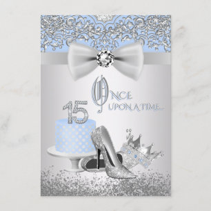 Invitaciones de Quinceañera Princesa Azul Plata