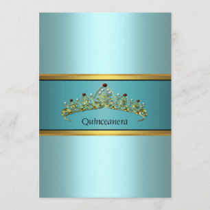 Invitaciones de Quinceañera Princesa Azul Verde
