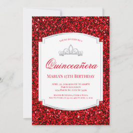 Invitaciones de Quinceañera, Purpurina Rojo Ruby