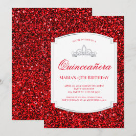 Invitaciones de Quinceañera, Purpurina Rojo Ruby