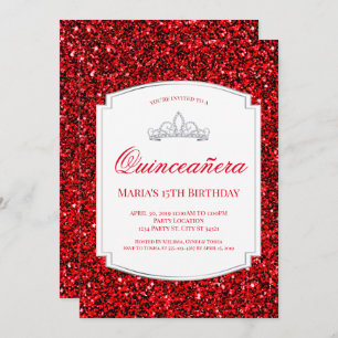 Invitaciones de Quinceañera, Purpurina Rojo Ruby