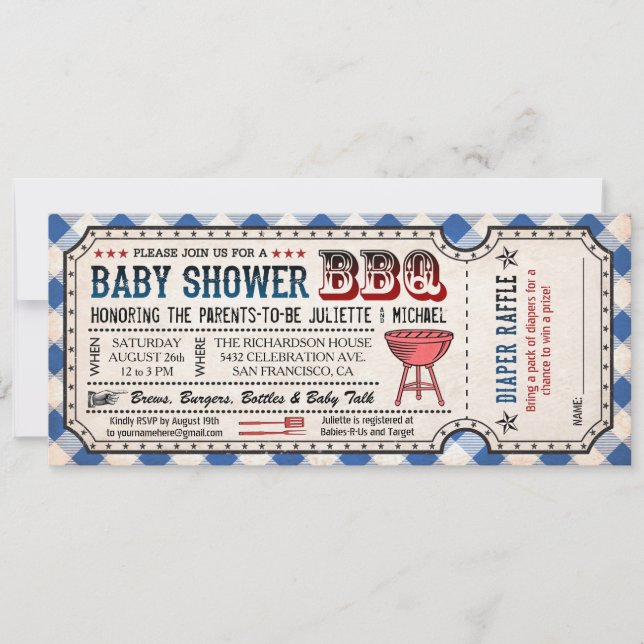 Invitaciones de Raffle de papel Baby Shower para b (Anverso)