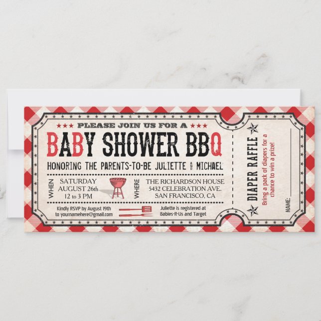 Invitaciones de Raffle de papel Baby Shower para b (Anverso)