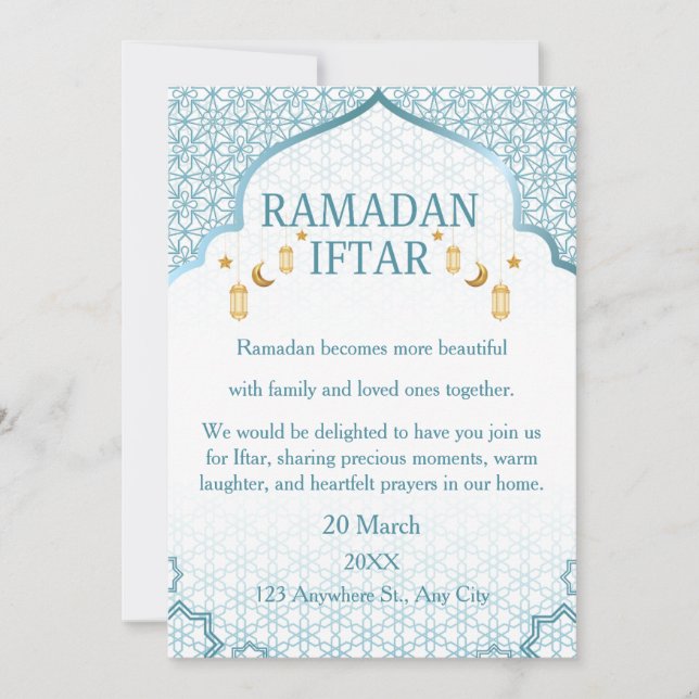 Invitaciones de Ramadan Mubarak – Iftar Familiar E (Anverso)