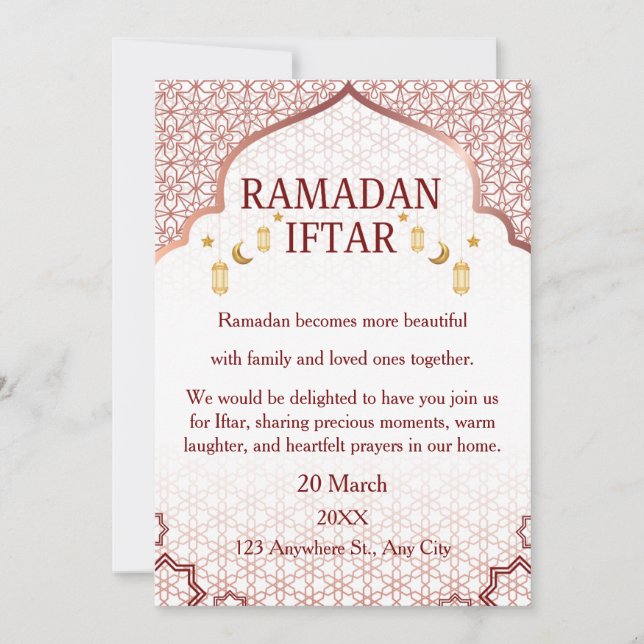 Invitaciones de Ramadan Mubarak – Iftar Familiar E (Anverso)