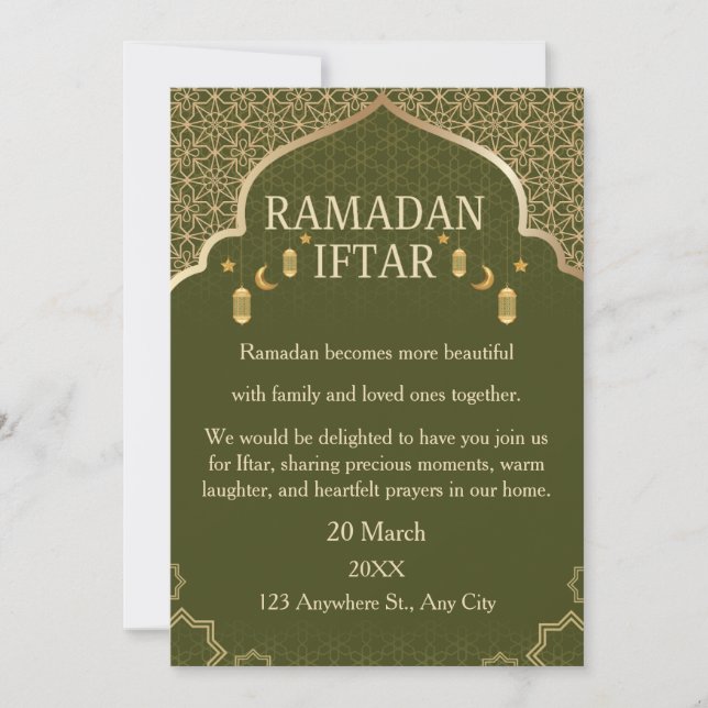 Invitaciones de Ramadan Mubarak – Iftar Familiar E (Anverso)
