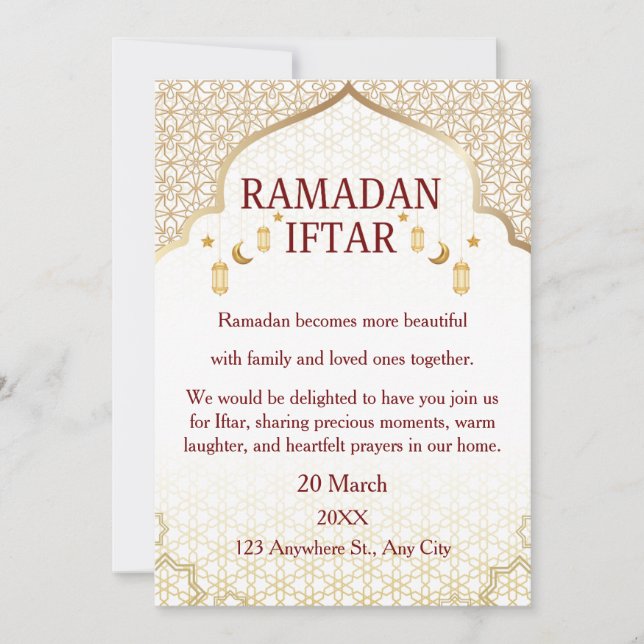 Invitaciones de Ramadan Mubarak – Iftar Familiar E (Anverso)