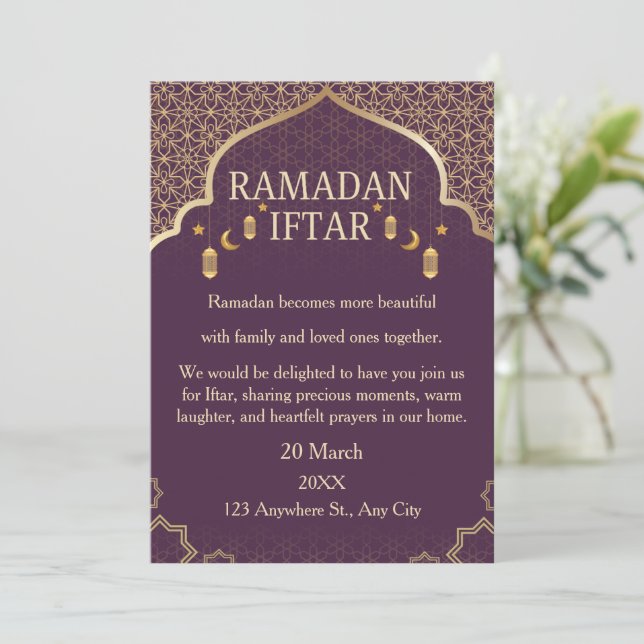 Invitaciones de Ramadan Mubarak – Iftar Familiar E (Anverso de pie)