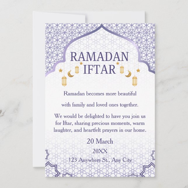 Invitaciones de Ramadan Mubarak – Iftar Familiar E (Anverso)