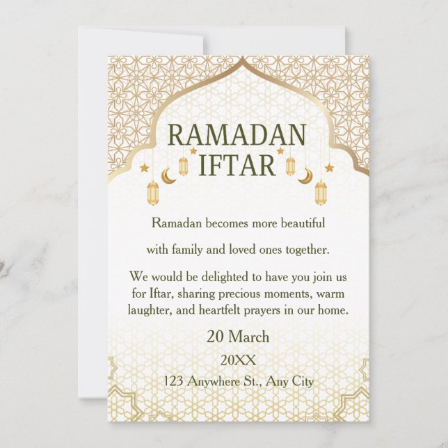 Invitaciones de Ramadan Mubarak – Iftar Familiar E (Anverso)