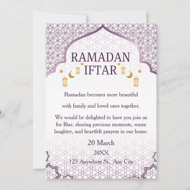 Invitaciones de Ramadan Mubarak – Iftar Familiar E (Anverso)