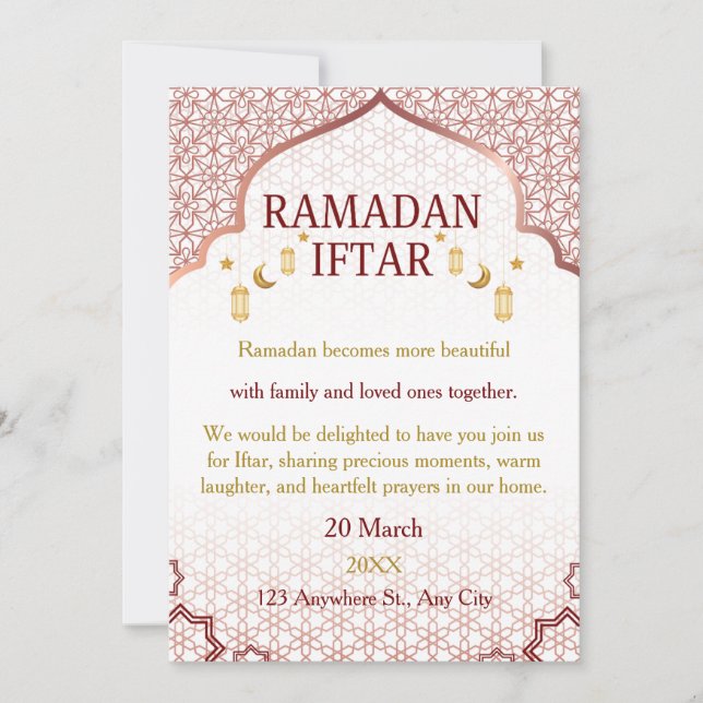 Invitaciones de Ramadan Mubarak – Iftar Familiar E (Anverso)