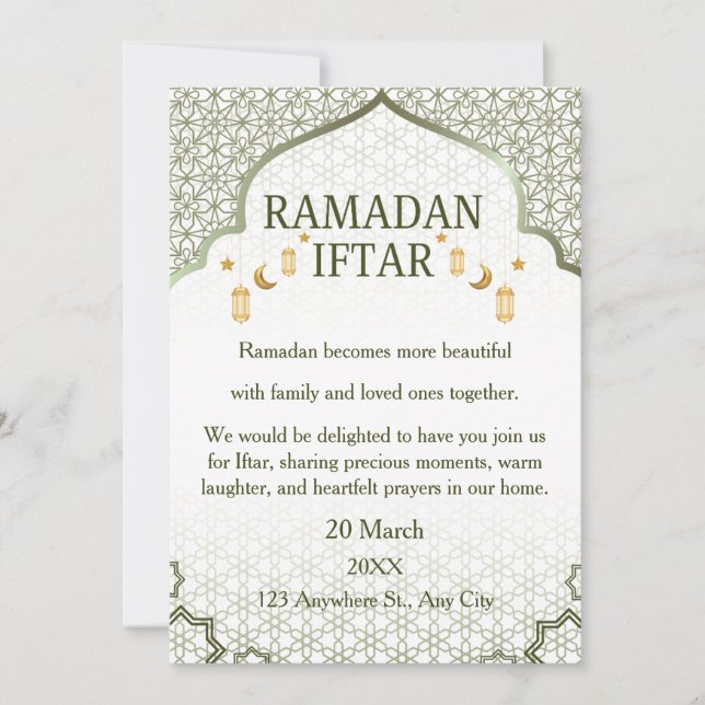 Invitaciones de Ramadan Mubarak – Iftar Familiar E (Anverso)
