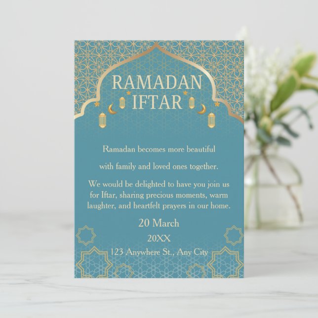 Invitaciones de Ramadan Mubarak – Iftar Familiar E (Anverso de pie)