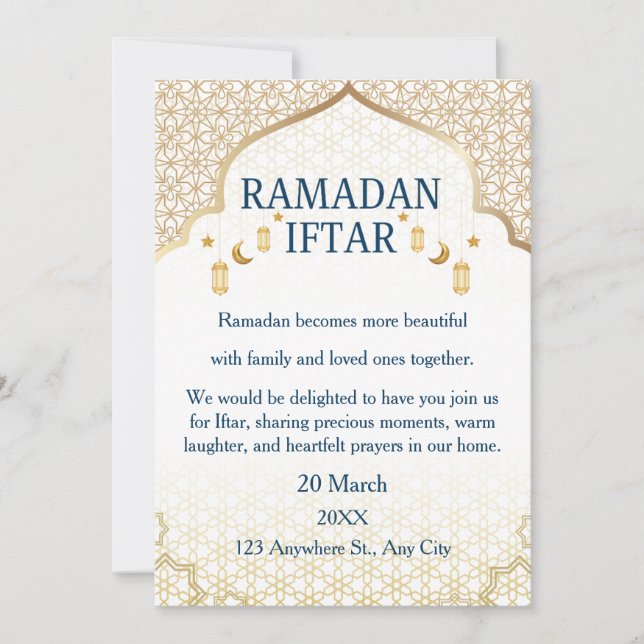 Invitaciones de Ramadan Mubarak – Iftar Familiar E (Anverso)