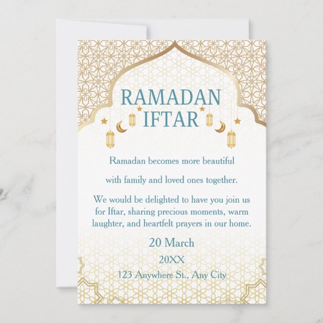 Invitaciones de Ramadan Mubarak – Iftar Familiar E (Anverso)