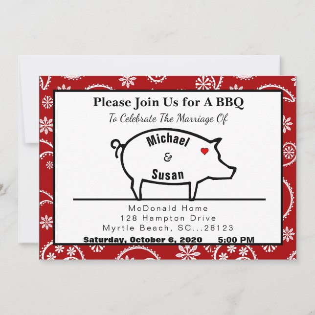 Invitaciones de recepción BBQ (Anverso)