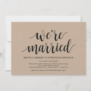 Invitaciones de recepción de boda con elopement de