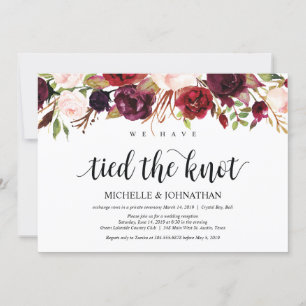 Invitaciones de recepción de boda con flores rústi