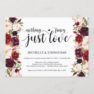 Invitaciones de recepción de boda con flores rústi