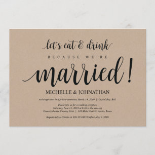 Invitaciones de recepción de boda con fuga de Kraf