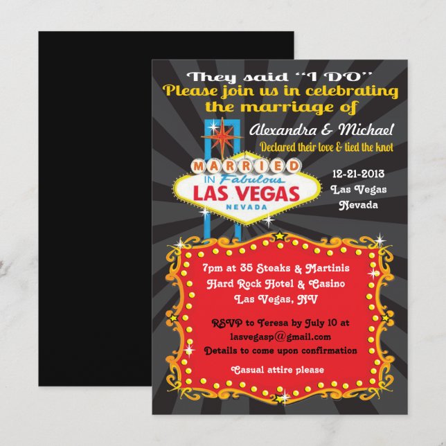 Invitaciones de recepción de boda después de la bo (Anverso / Reverso)