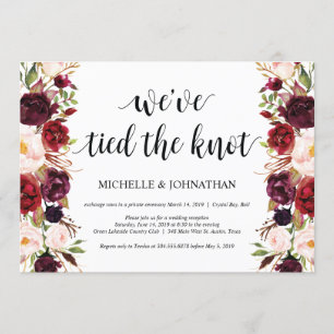 Invitaciones de recepción de boda floral borgoña r