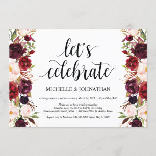 Invitaciones de recepción de boda floral rústica d