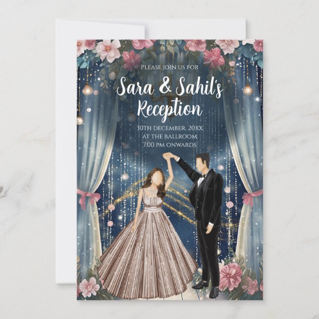 Invitaciones de recepción de boda india digital (Anverso)