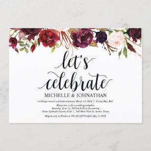 Invitaciones de recepción de boda íntima floral bo