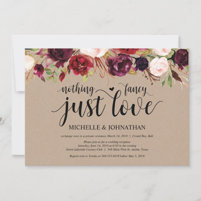 Invitaciones de recepción de boda íntima floral bo (Anverso)