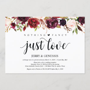 Invitaciones de recepción de boda íntima floral bo