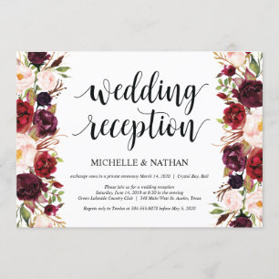 Invitaciones de recepción de boda íntima florales 